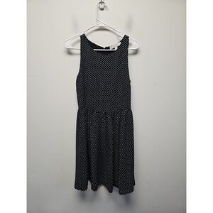 Ann Taylor Loft Womens Sz 4 Black White Polka Dot Sleeveless Dress Lined